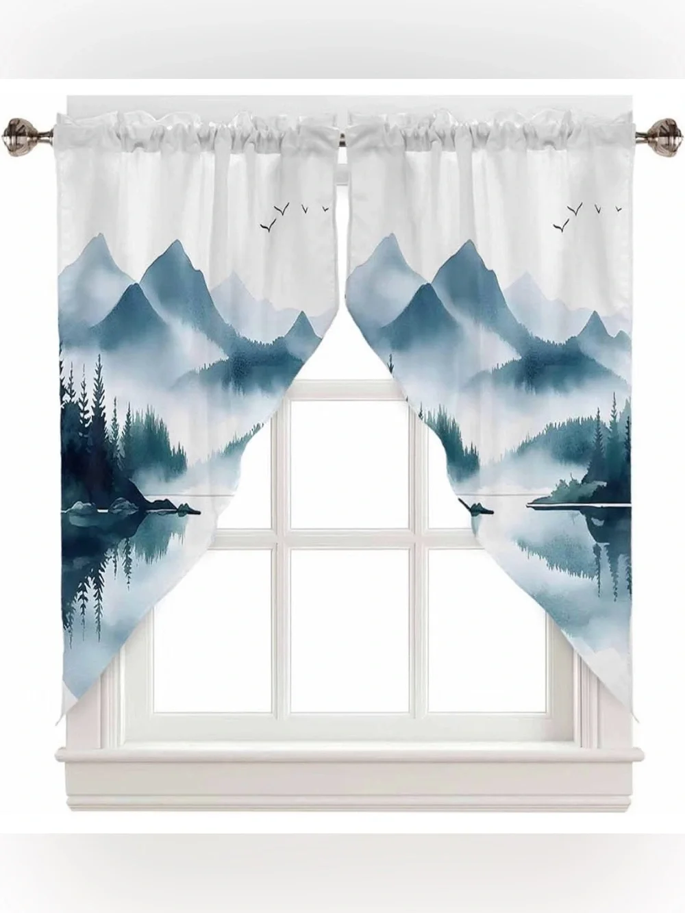Swag Valance Curtains, Summer Landscape 28”x36”